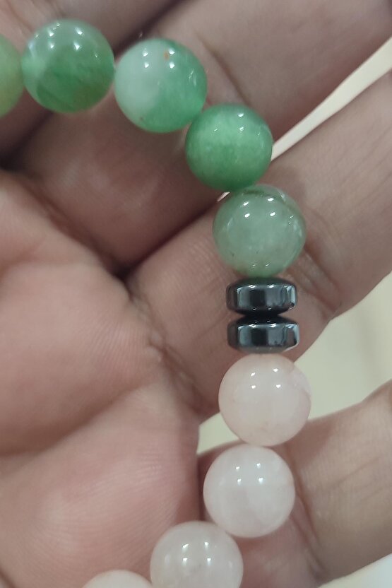 Pembe Kuvars , Aventurin , Hematit Taşı 10 mm Natural Bileklik