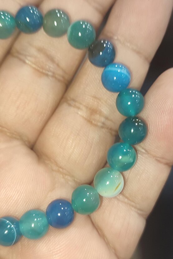 Mavi Akik Taşı Natural Doğaltaş 8mm Bileklik