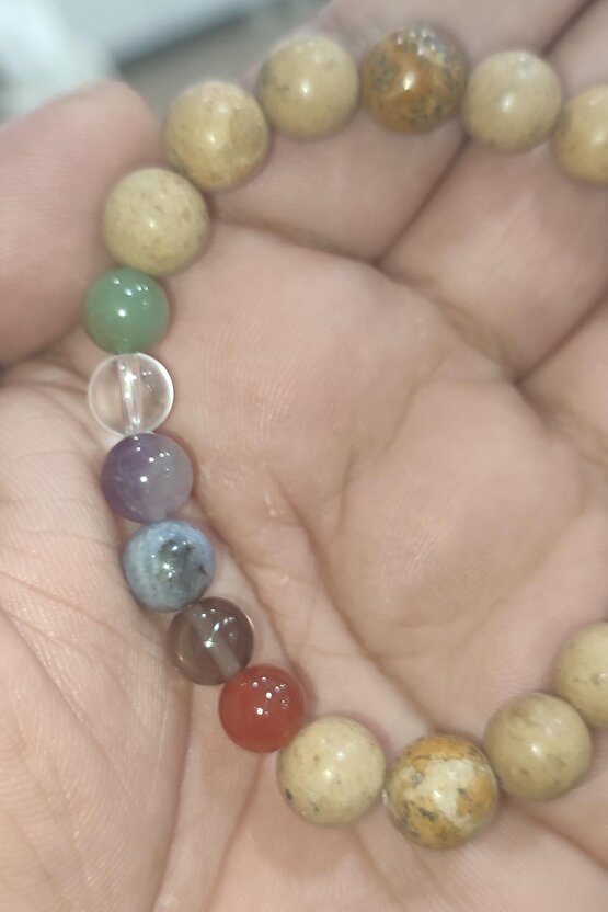 10 mm Jasper Taşlı 8 mm Karışık Taş Eklentili Tarz Bileklik