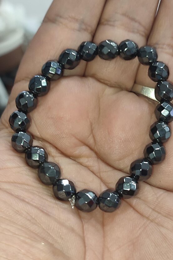 Hematit Taşı 8 mm Faset Kesim Natural Doğaltaş Bileklik