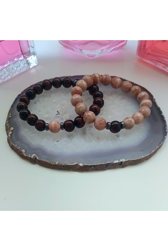 KIRMIZI KAPLANGÖZÜ PEMBE AYTAŞI SEVGİLİ BİLEKLİĞİ 10MM