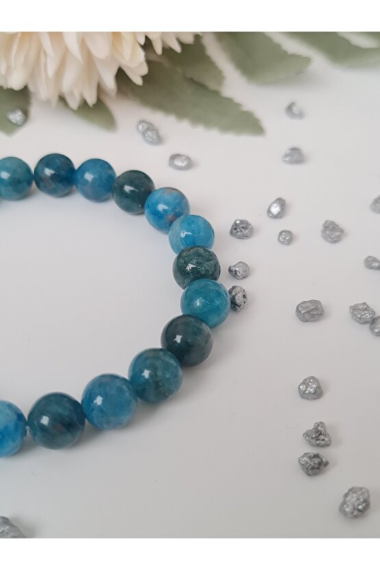 Apatit  Doğal Taş Bileklik 8mm Küre Kesim