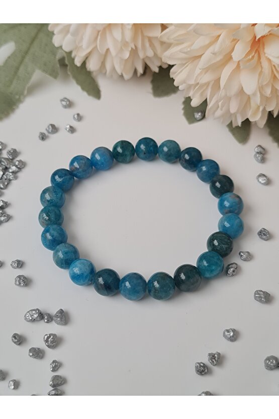 Apatit  Doğal Taş Bileklik 8mm Küre Kesim