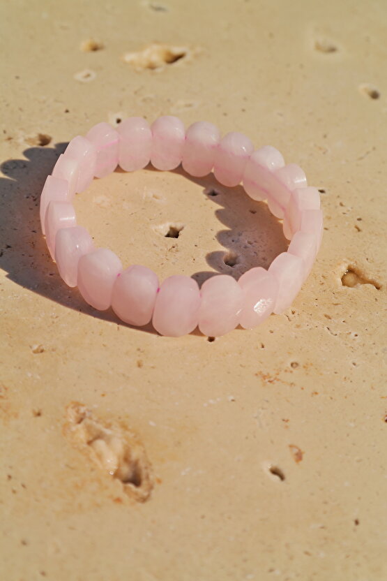 Özel Faset Kesim Pembe Kuvars Doğaltaş Bileklik