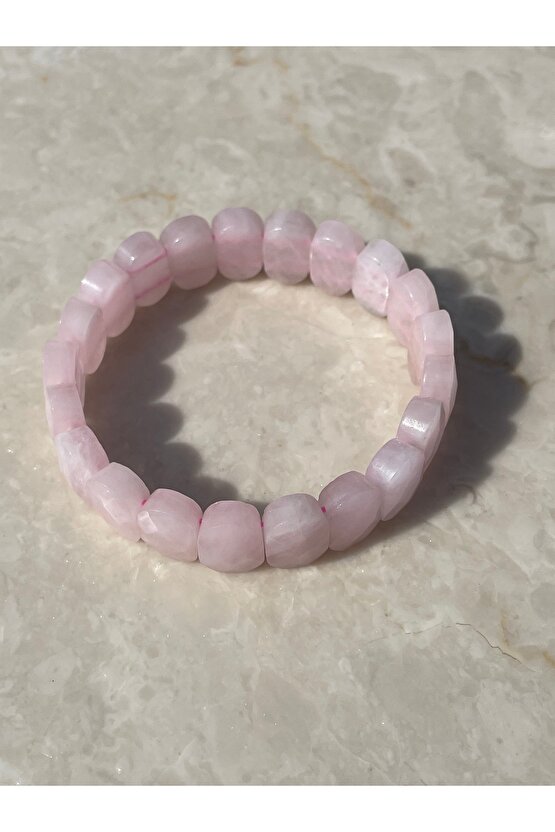 Özel Faset Kesim Pembe Kuvars Doğaltaş Bileklik