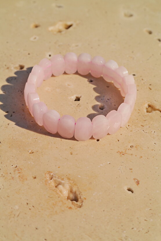 Özel Faset Kesim Pembe Kuvars Doğaltaş Bileklik