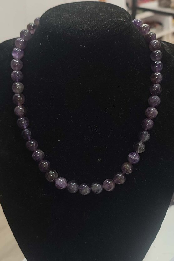 Ametist Taşı 10 mm Natural Doğaltaş Kolye