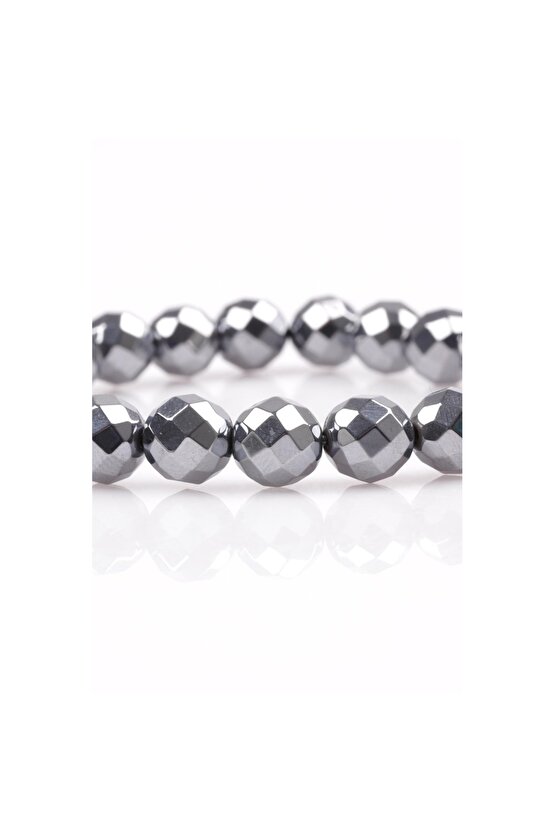 Terahertz Doğal Taş Bileklik 8 Mm Fasetli Küre  Kesim