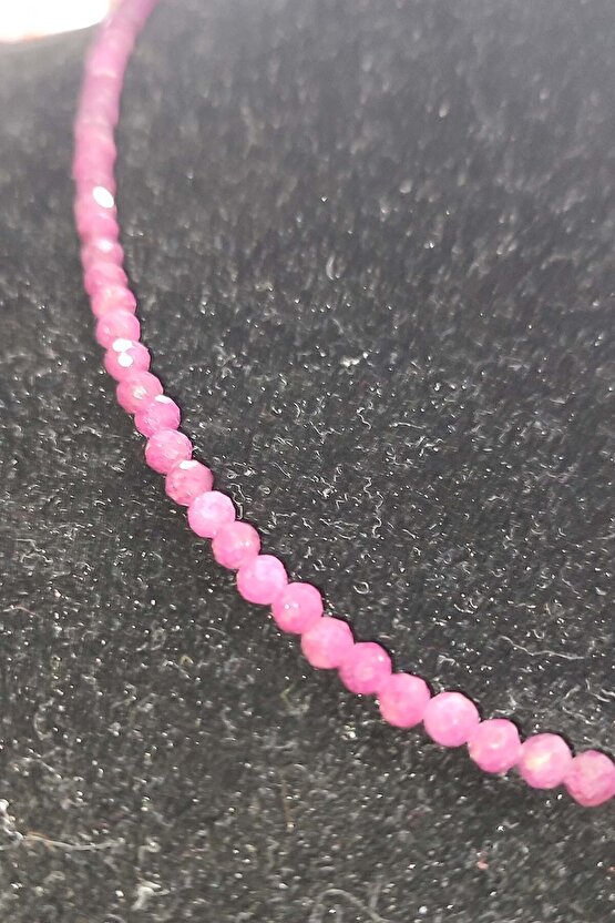 Yakut Taşı 3,5 mm Faset Kesim Natural Doğaltaş Kolye