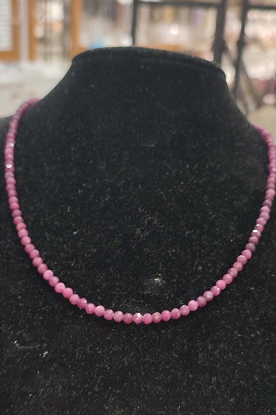 Yakut Taşı 3,5 mm Faset Kesim Natural Doğaltaş Kolye