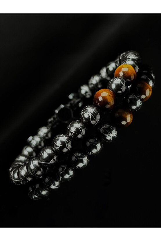 HEMATİT TAŞI VE KAPLAN GÖZÜ BİLEKLİK HEDİYE BİLEKLİK