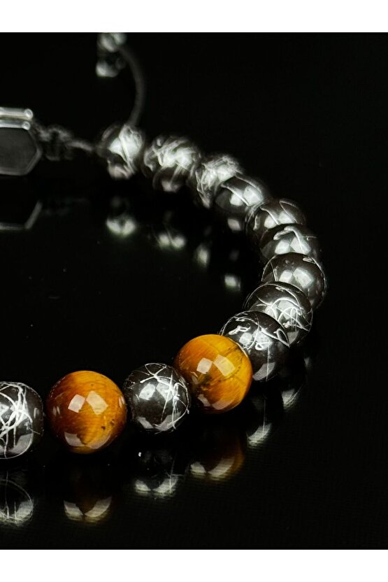 HEMATİT TAŞI VE KAPLAN GÖZÜ BİLEKLİK HEDİYE BİLEKLİK