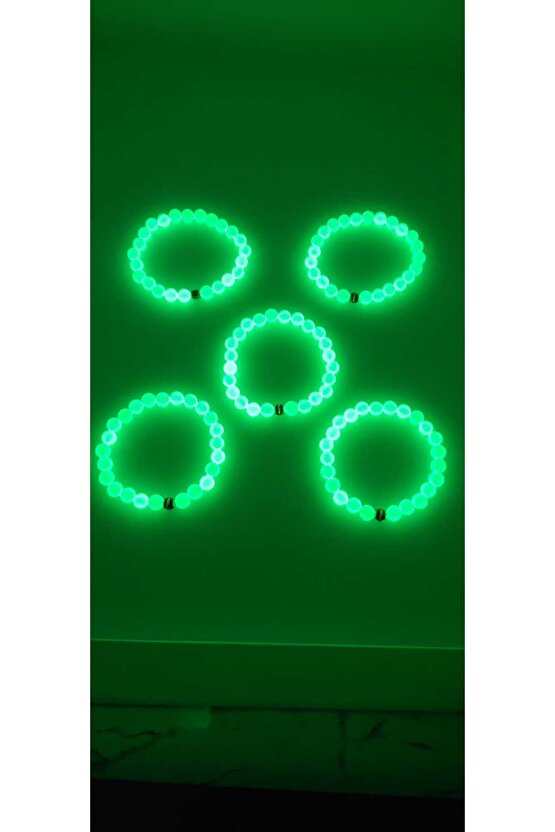 Fosforlu Kedigözü 5Li Bileklik-Karanlıkta Parlar-Sevgili Arkadaş Aile Kombini Hediyelik Aksesuar