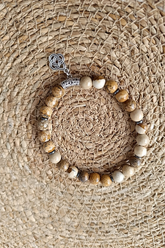 Odun Jasper Taşı Doğal Taş  Desenli parlak Jasper Taşı Bileklik Doğal Taş