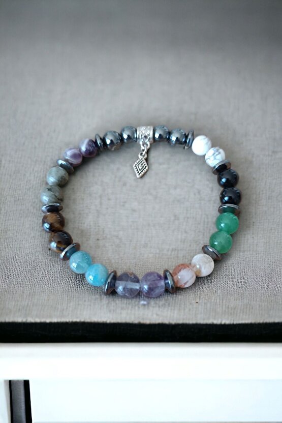 Başarı Bileklik Labradorit Florit Kaplan Gözü Havlit Aventurin Obsidyen Sitrin Apatit Ametist taşı