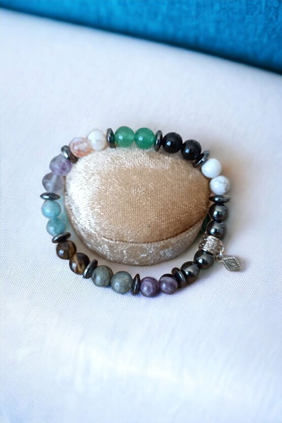 Başarı Bileklik Labradorit Florit Kaplan Gözü Havlit Aventurin Obsidyen Sitrin Apatit Ametist taşı