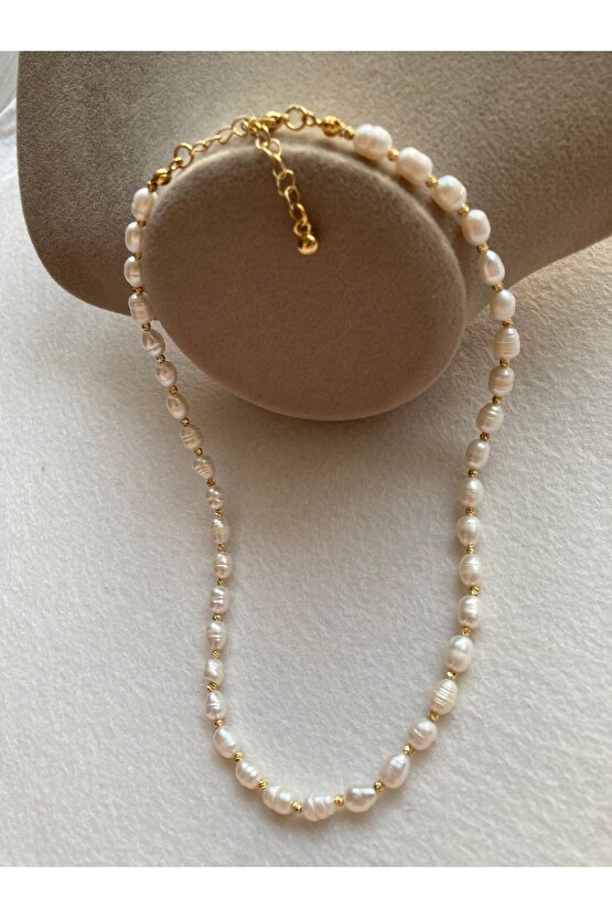 3 Mm Minik Gerçek Arpa Inci Kolye, Minimal Küçük Inci Kolye, Choker Inci, Gelin Kolyesi