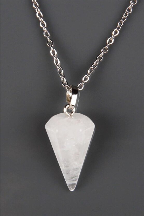 Kristal Kuvars Doğal Taş Pandül Kolye