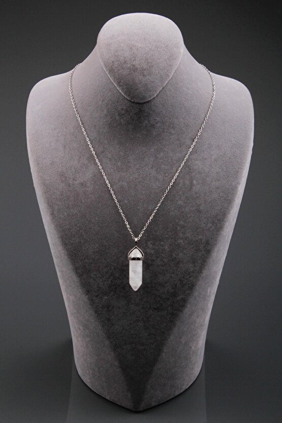 Kristal Kuvars Doğal Taş Çivi Kolye