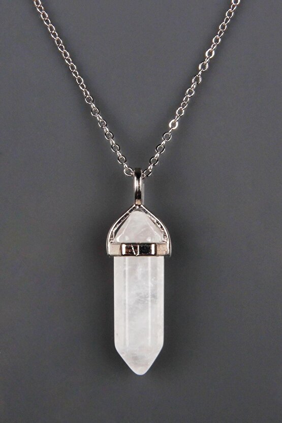 Kristal Kuvars Doğal Taş Çivi Kolye