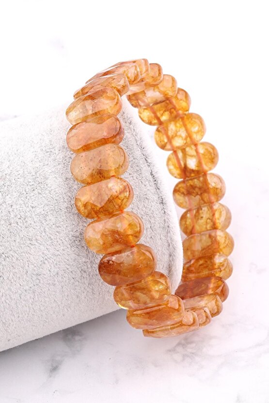 Sitrin Doğal Taş Bileklik 8 X 14 Mm Özel Kesim