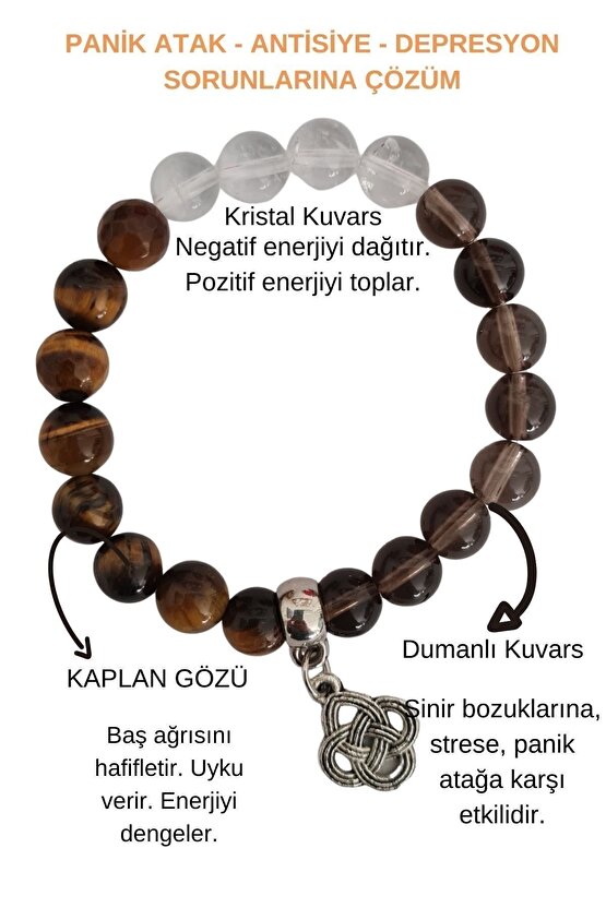 Panik Atak Anksiyete Kaygı Korku Depresyon Vesvese Ve Uyku Sorunları İçin Doğal Taş Bileklik