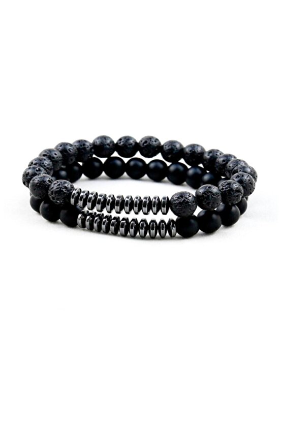 Sertifikalı Lav Oniks Hematit Doğaltaş Bileklik