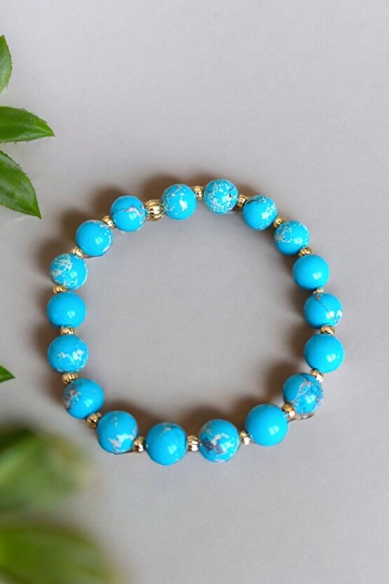 Mavi Varasit Dünya Gezegen model Varasit Taşı  Bileklik Dorika Bileklik Erkek Kadın Bileklik