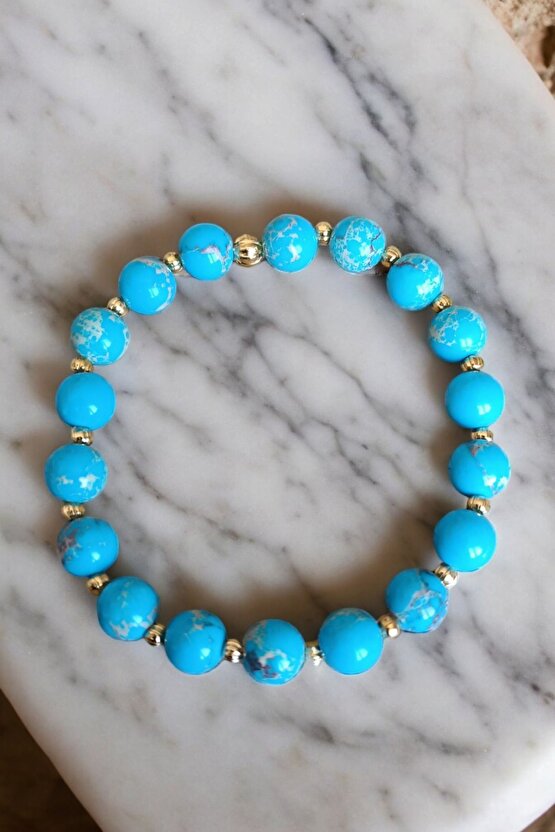 Mavi Varasit Dünya Gezegen model Varasit Taşı  Bileklik Dorika Bileklik Erkek Kadın Bileklik