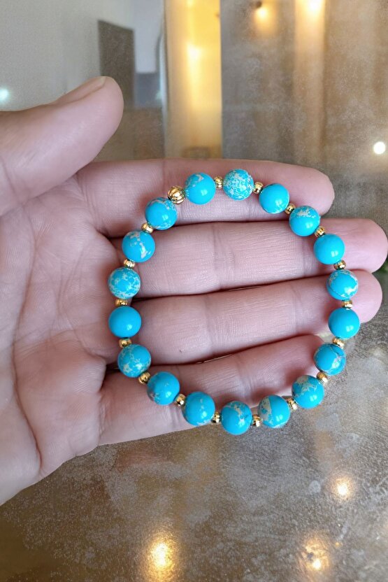 Mavi Varasit Dünya Gezegen model Varasit Taşı  Bileklik Dorika Bileklik Erkek Kadın Bileklik