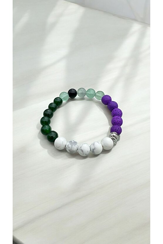 Doğal Taş Motivasyon Bilekliği & Esnek Lastik Bileklik