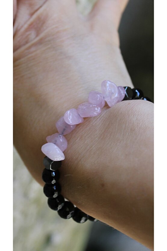 Oniks 8 Mm Faset Pembe Kuvars Doğaltaş Bileklik