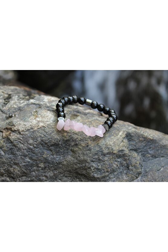 Oniks 8 Mm Faset Pembe Kuvars Doğaltaş Bileklik