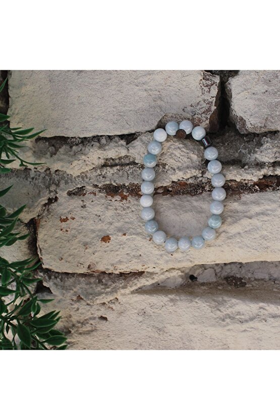 Aquamarin Doğaltaş 8 Mm Küre Kesim Bileklik