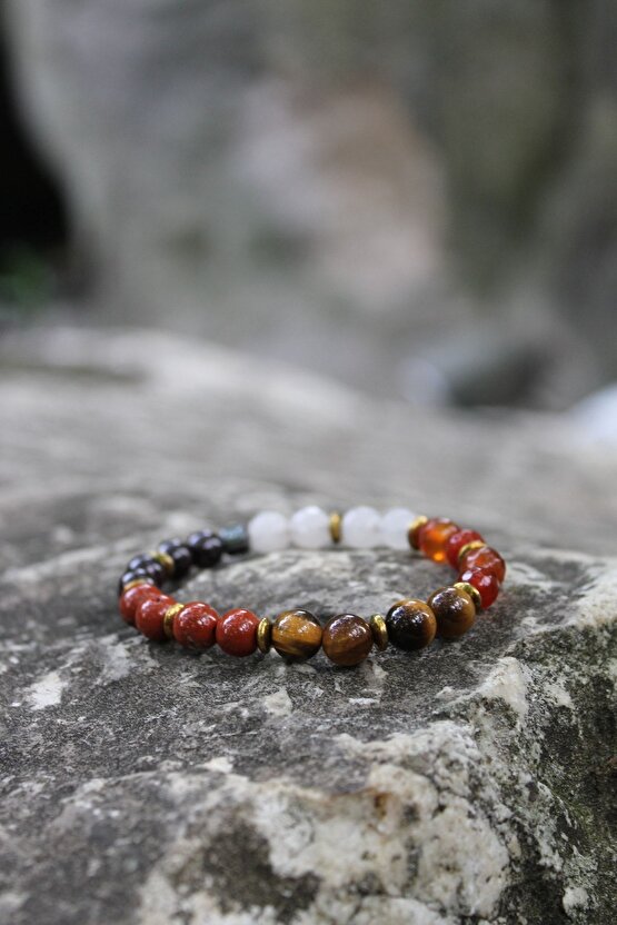 Aslan Burcu Inci Kaplan Gözü Lal Akik Çilek Kuvars Doğaltaş Bayan Burç Bileklik