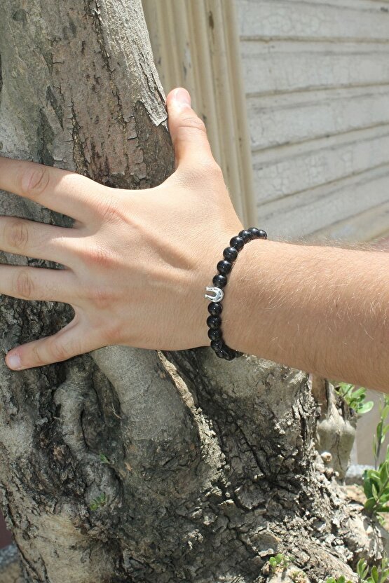 Akik Nal Figürlü Ön Aksesuarlı 8 Mm Küre Kesim Bileklik