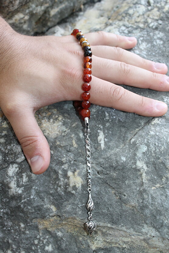 Aslan Burcu Tesbih Gümüş Kaplama Püskül