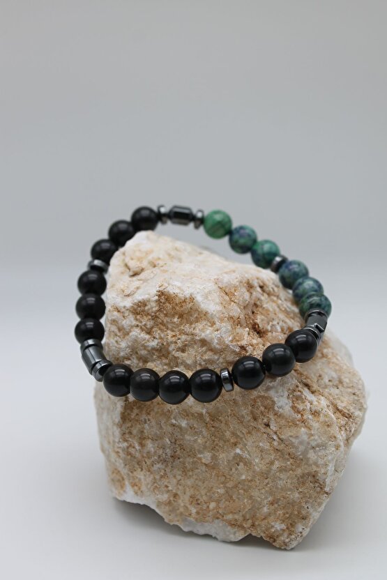 Azurit Obsidyen Doğaltaş Bileklik