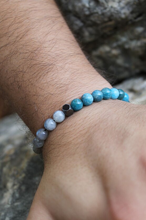 Apatit Labradorit Sitrim Doğaltaş Okul Başarı Erkek Bileklik