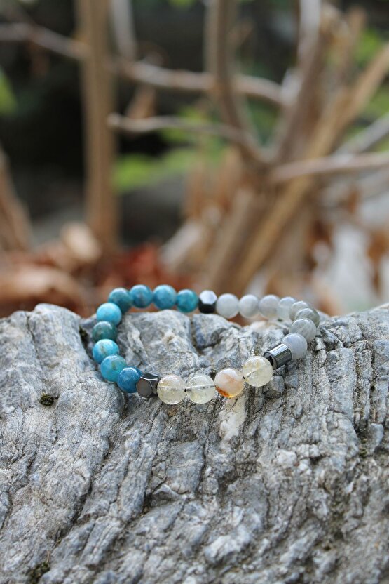 Apatit Labradorit Sitrim Doğaltaş Okul Başarı Erkek Bileklik