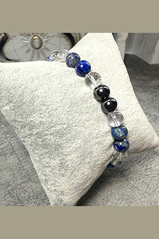 Anksiyete Bilekliği -%100 Doğaltaş- Lapis Lazuli, Kristal Kuvars, Hematit Ve Oniks Taşlı Bileklik
