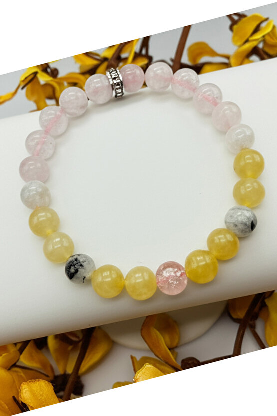 Pozitif Enerj Bilekliği- (AYTAŞI, NECEF, KALSİT VE PEMBE KUVARS) Sertifikalı