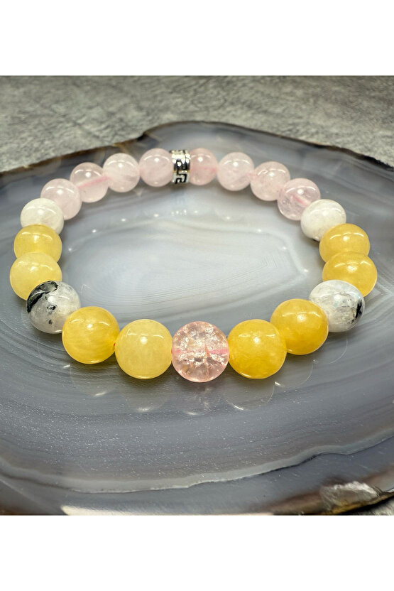 Pozitif Enerj Bilekliği- (AYTAŞI, NECEF, KALSİT VE PEMBE KUVARS) Sertifikalı