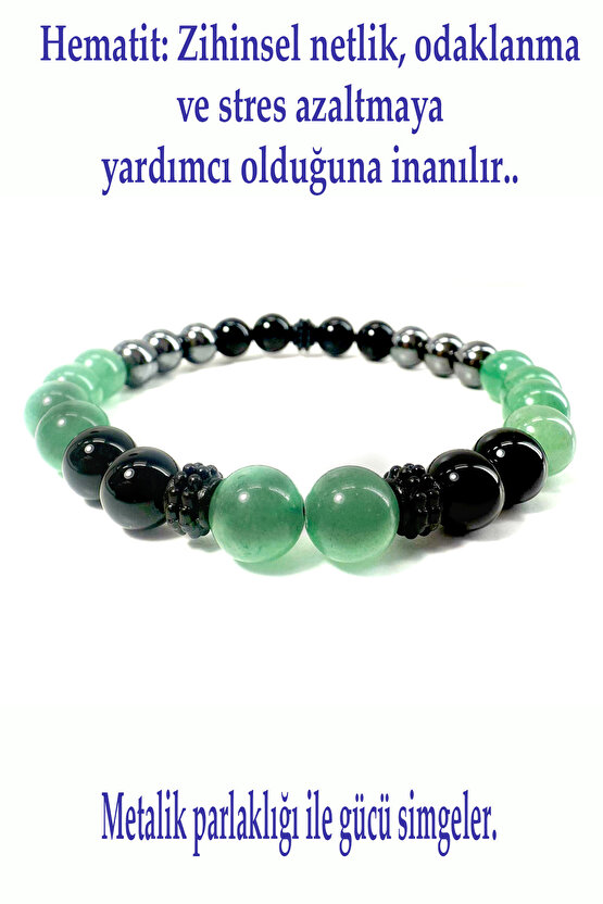 STRES BİLEKLİĞİ-%100 DOĞATAŞ BİLEKLİK-(ONİKS-AVENTURİN-HEMATİT BİLEKLİK)