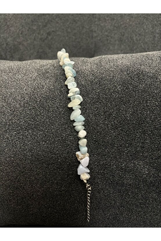 Açık Mavi Akuamarin  Taşı Doğal Taş Bileklik