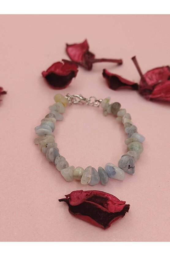 Açık Mavi Akuamarin  Taşı Doğal Taş Bileklik