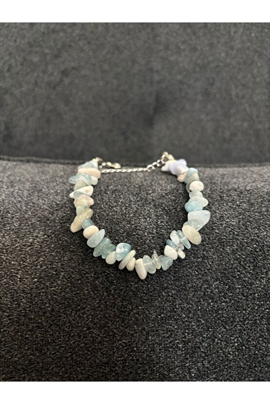 Açık Mavi Akuamarin  Taşı Doğal Taş Bileklik