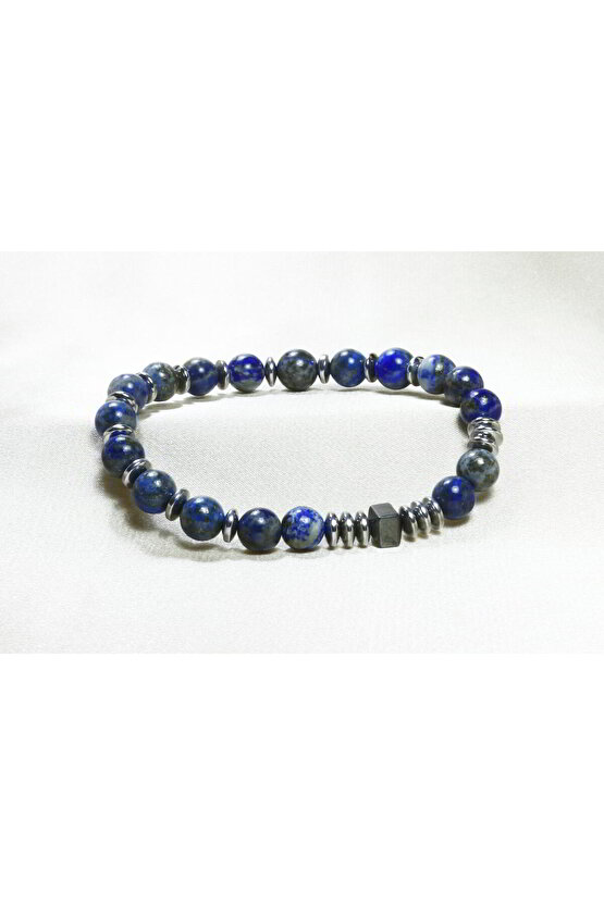 Lapis Lazuli Taşı Erkek Bileklik | Hematit Taşı Detaylı