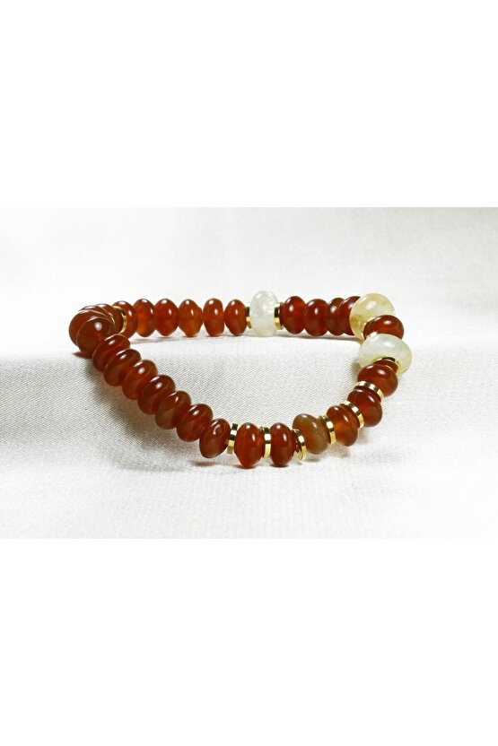 Kırmızı Akik ve Sitrin Doğal Taş Kadın Bileklik
