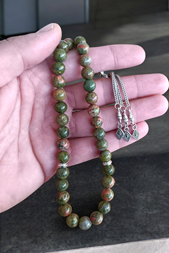 Unakit Taşı Tesbih 33 Lük Tesbih Orijinal Doğal Taş Renk Atmaz Doğal Taş Tesbih